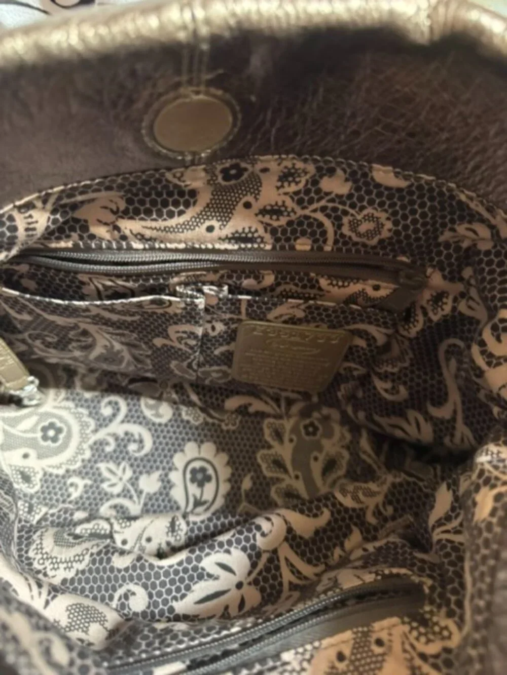 Brighton Bronze Metallic Leather Hobo Shoulder Bag